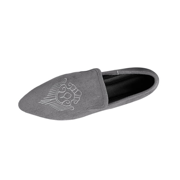 Gray Womens Loafers Ethnic Style Pointed Toe Low Heel Slip On Casual Wear Comfortable Design For Indoor And Outdoor Use With Easy On Off Feature Size 43