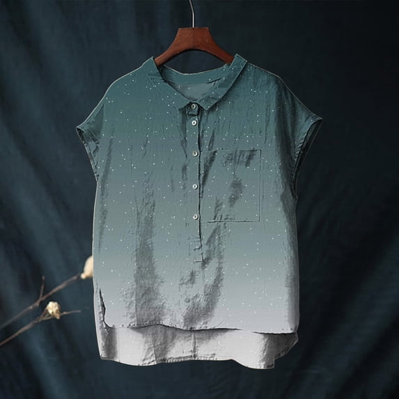 Gray Womens Summer Tops Cute Tops for Women Collar Non Sleeve Linen Shirts Plus Size Floral Blouses Casual Summer Clothes Going Out Tops for Women