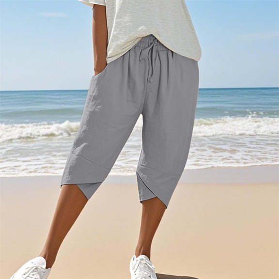 Gray Womens Sweatpants Women's Knee Length Short Pants Ladies Loose Casual Solid Color Shorts Casual Pants Women