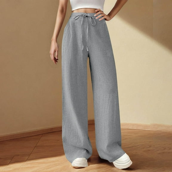 Gray Womens Sweatpants Women's Pure Salad Rope High Waisted Pants Casual Cotton Pants Casual Pants Women
