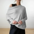 thumbnail image 1 of Gray Womens Sweatshirt Fall Sweaters for Women Asymmetric Draped Jumper Long Batwing Sleeve Off The Shoulder Sweater Slouchy Knit Pullover Fall Clothes for Women, 1 of 6