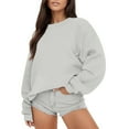thumbnail image 1 of Gray Womens Sweatshirt Women'S Solid Color Round Neck Oversized Sweatshirt Loose Fit Long Sleeve Light Sweatshirt Loose Blouse Fall Clothes for Women, 1 of 4