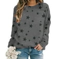 thumbnail image 1 of Gray Womens Sweatshirt Women's Star Print Hatless Sweatshirt Long Sleeve Fashion Top Sweatshirt Loose Pullover Top Fall Clothes for Women, 1 of 5