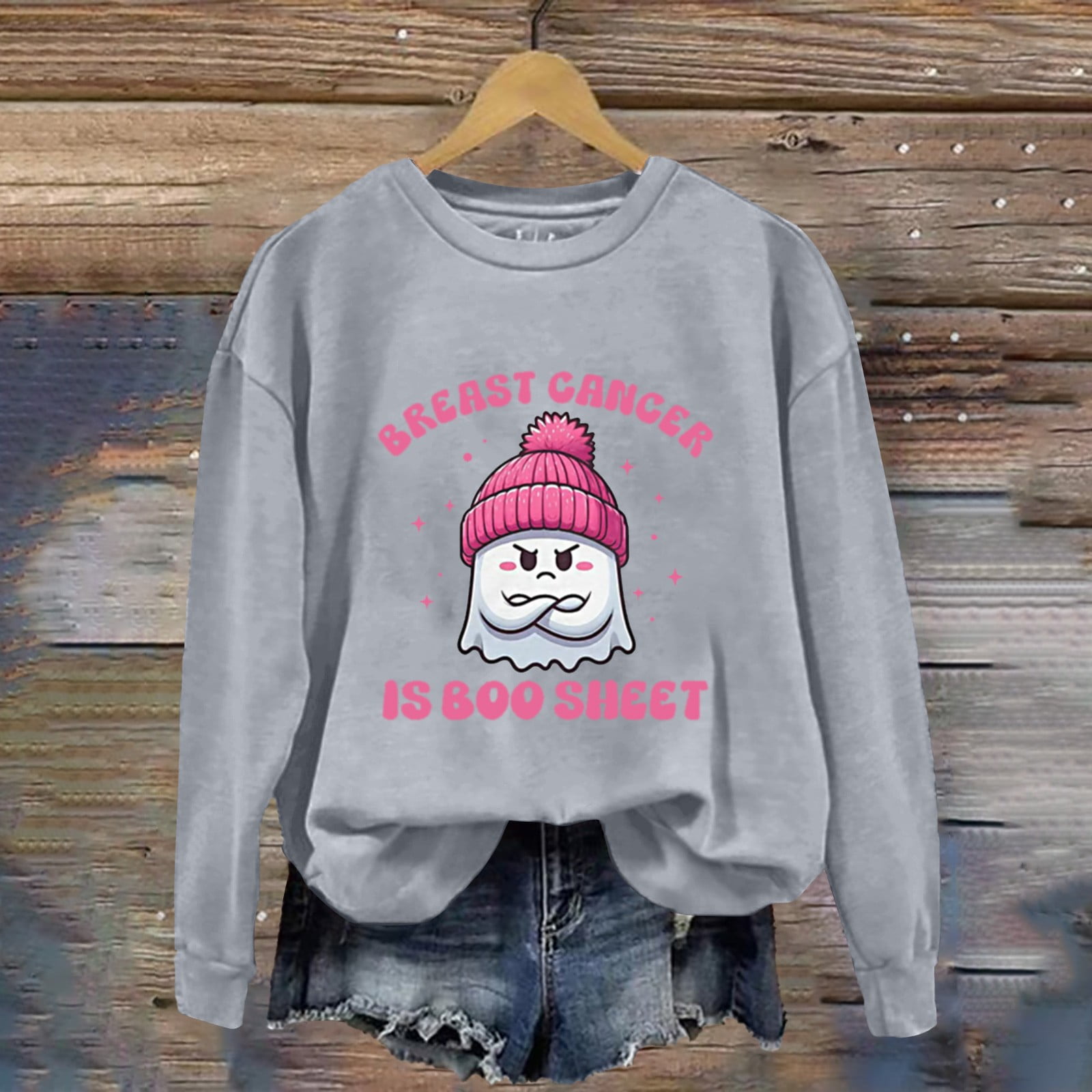 Gray Womens Sweatshirts Women s Breast Cancer Is Sheet Halloween Breast Cancer Awareness Sweatshirt Going Out Tops for Women Walmart Business Supplies