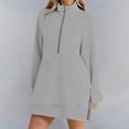 thumbnail image 1 of Gray Womens Tops Women'S Solid Color Half Zipper High Neck Long Sweatshirt Fashionable and Simple Slit Loose Pocket Sweatshirt Fall Outfits for Women 2025, 1 of 6