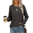 thumbnail image 1 of Gray Womens Tops Women's Long Sleeve Tops Crewneck Basic Lightweight Fall Shirt with Thumb Holes Shirts for Women, 1 of 5