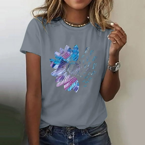 Womens Summer Tops Women's Sunflower Summer T Shirt Plus Size Loose Top Tops Short Sleeve Graphic Casual T Shirts for Women