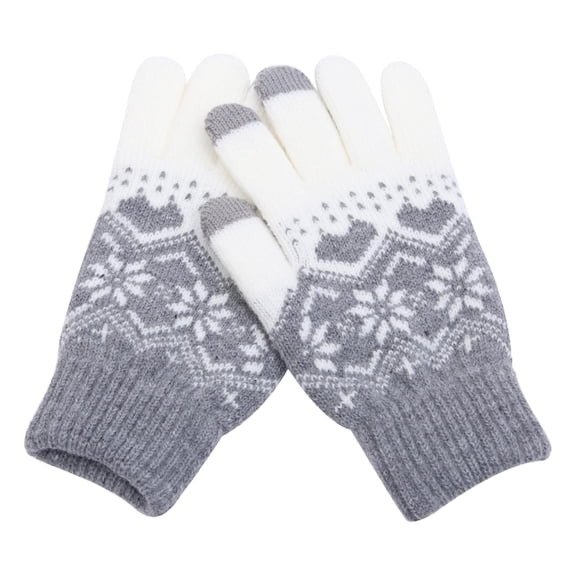 Gray Womens Winter Mittens With Floral Knit Touchscreen And Cozy For Cold Weather Activities And Casual Use