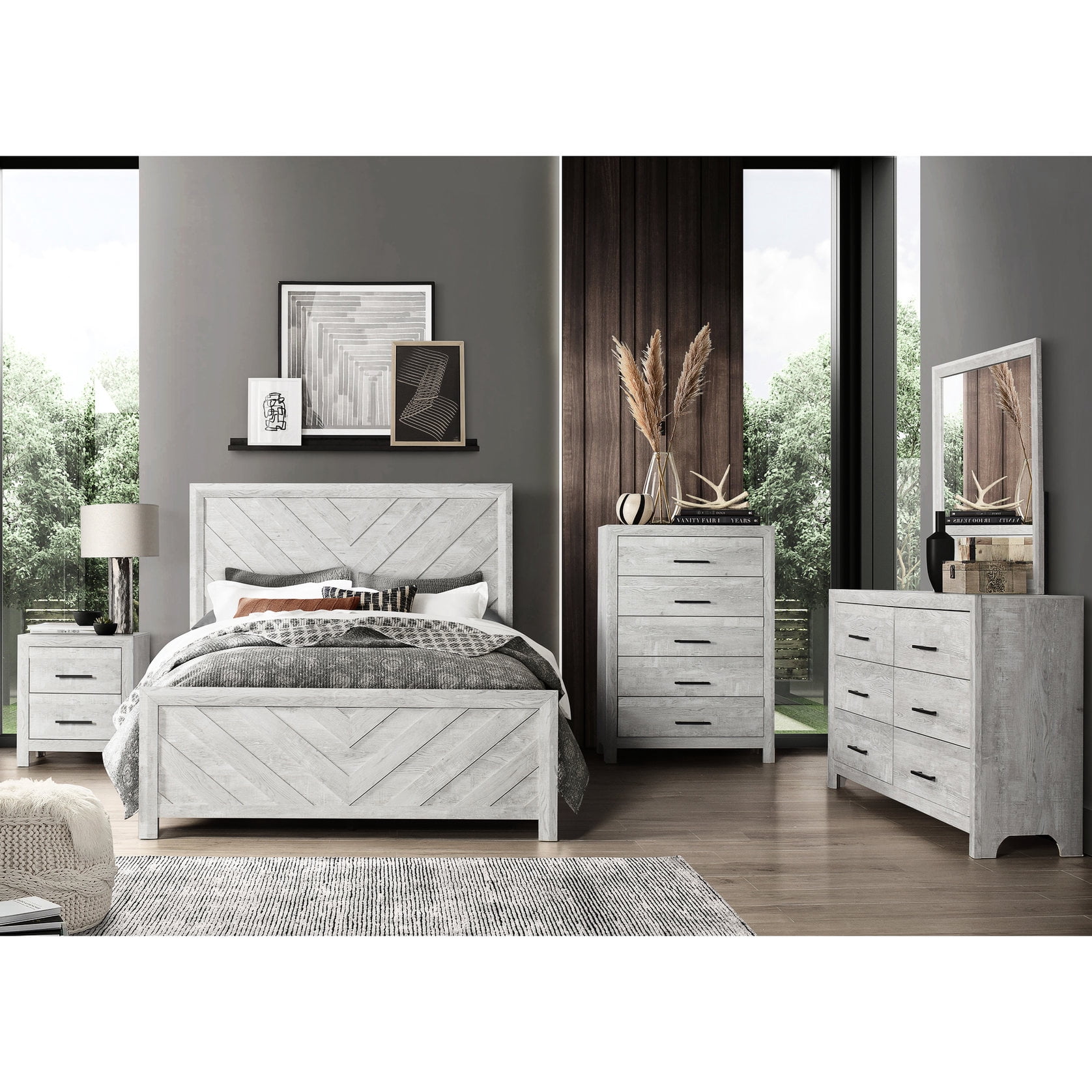 Gray Wood 5 Piece Modern Bedroom Collection | Furnish the Bedroom with ...