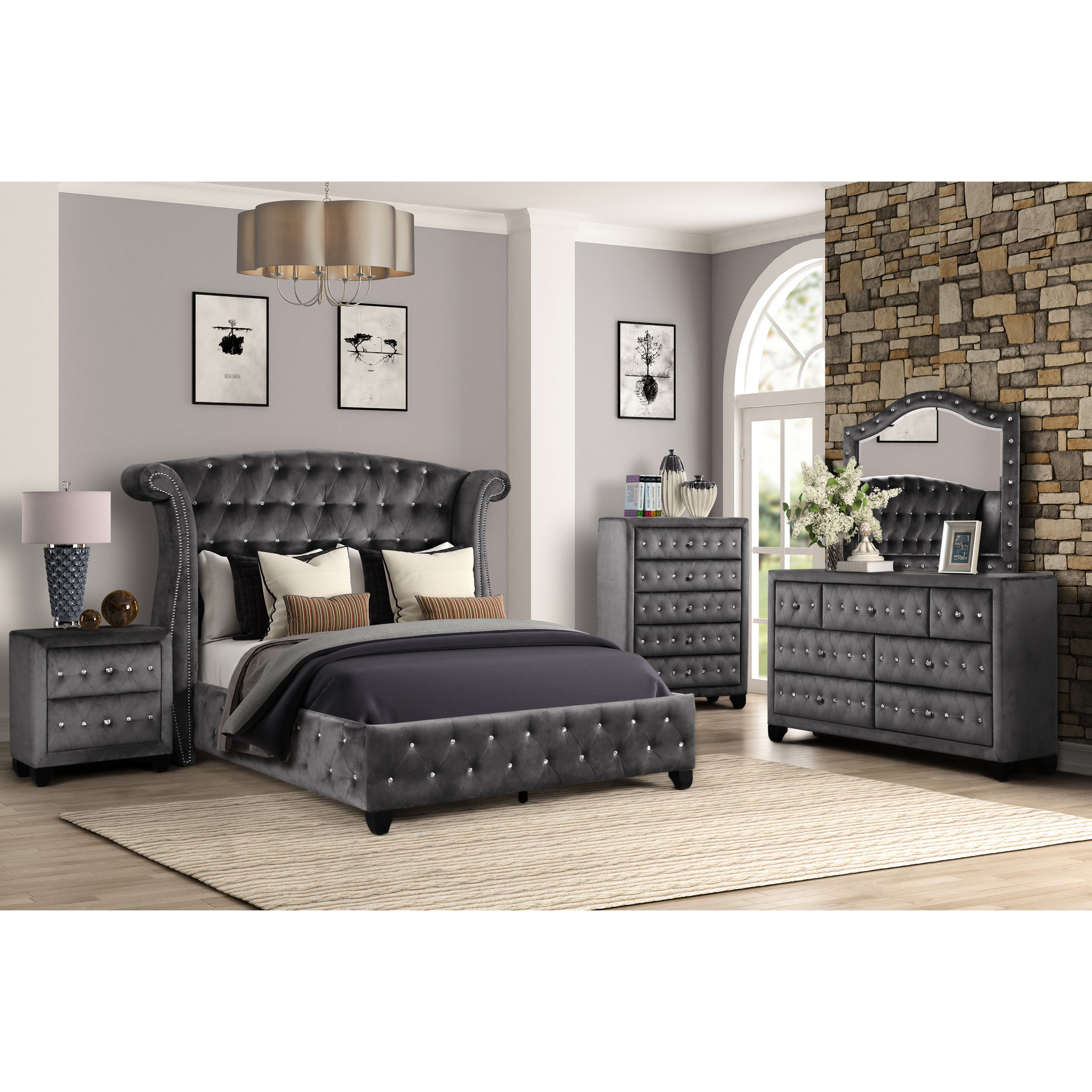 Gray Wood Bedroom Set | Modern Bedroom Decor with Function | Dovetail ...