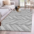 thumbnail image 1 of Gray Wood Grain 3'x5' Washable Rug, Retro Minimalist Geometric Art Non-Slip Area Rugs for Entryway Kitchen Classroom, StainResistant Dorm Throw Carpet, Low Pile Soft Indoor Floor Mat, 1 of 9