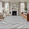 thumbnail image 1 of Gray Wood Grain Area Rugs 6'x9', Washable Small Throw Rugs for Kitchen Dining room, Retro Minimalist Geometric Art Indoor Outdoor Rug Non-Slip Low Pile Carpet Runner Reversible Floor Mats, 1 of 8