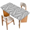 thumbnail image 1 of Gray Wood Grain Table Cloths for 3 Foot Rectangle Tables, Retro Minimalist Geometric Art Patio Waterproof Elastic Fitted Tablecloths, Washable Rectangular Table Cover for Camping, 1 of 8