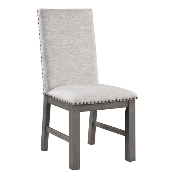 Gray Wood with Finish - Beige Textured Upholstered - Dining Room Usage - 2 Side Chairs