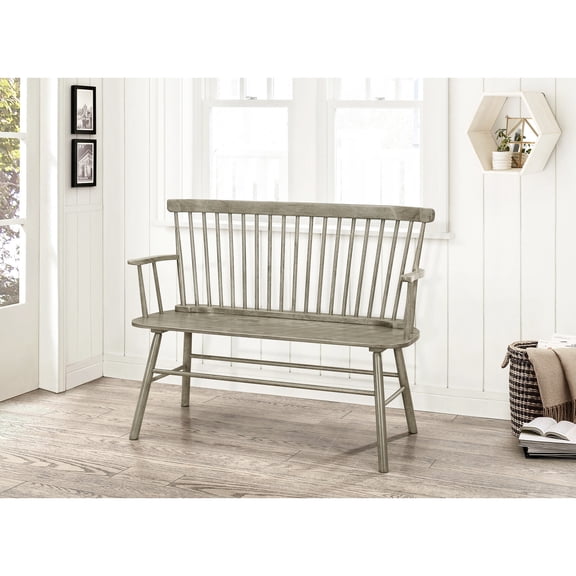 Gray Wooden Bench with Spindle Design / A Great Addition to Home