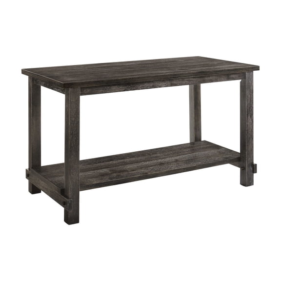 Gray Wooden Counter Table | Provides Storage for Various Items | Oak Veneer Finish on Top | Sturdy and Space-Saving