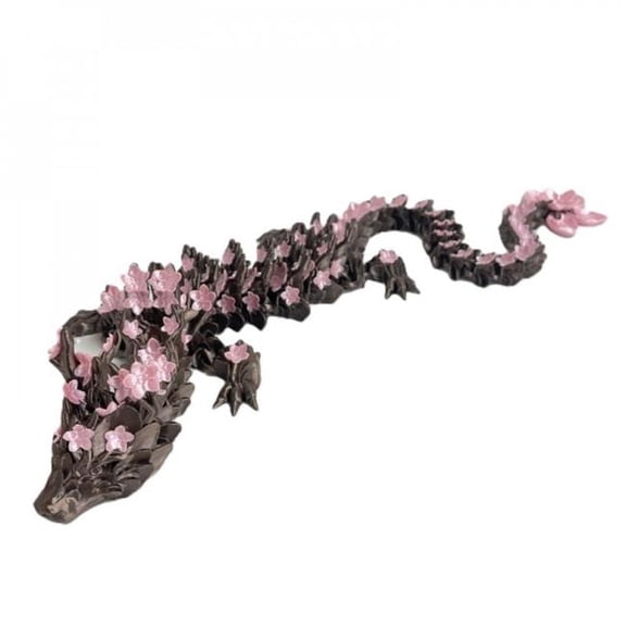 Gray Woody Cherry Blossoms Dragon 3D Printed Figurine