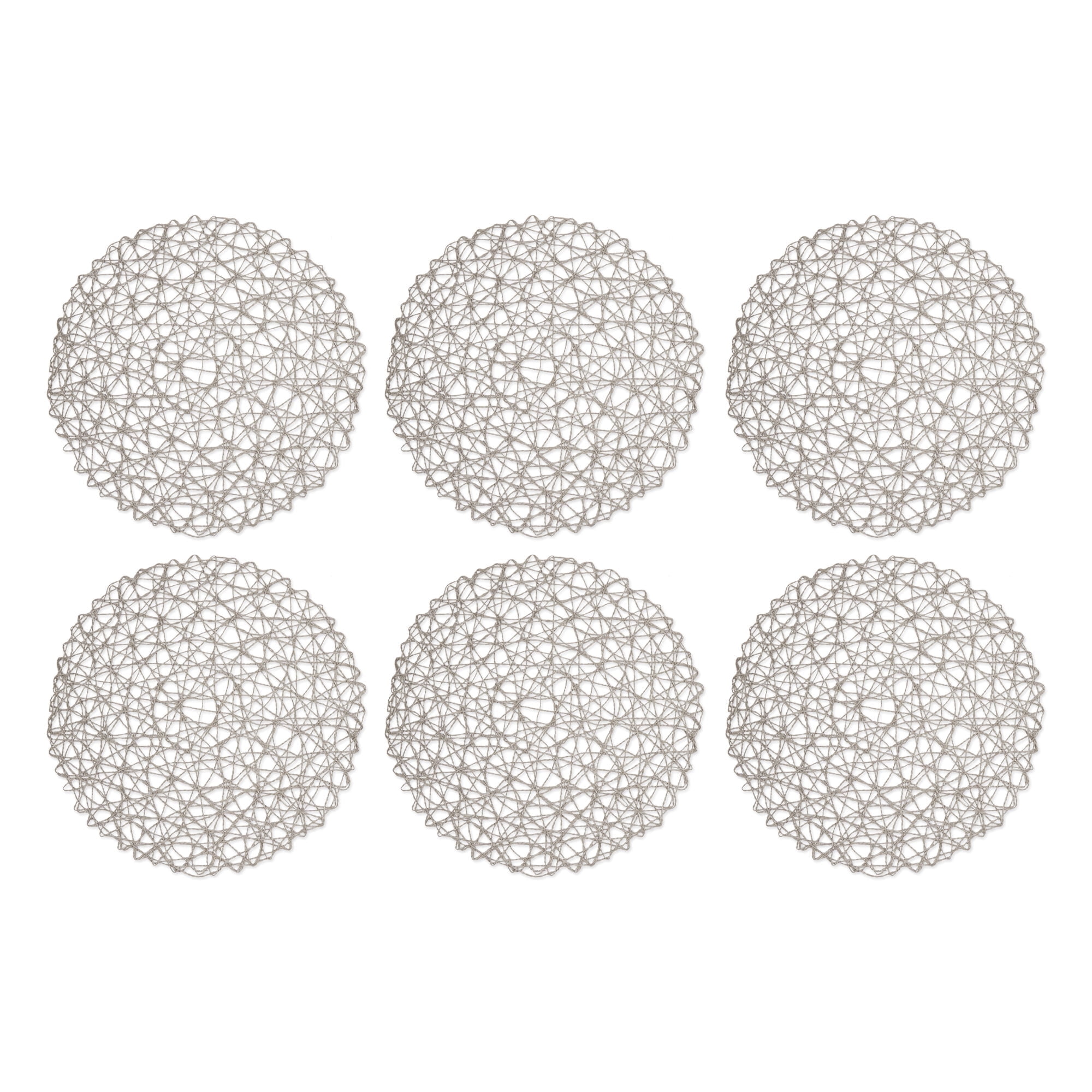 Gray Woven Paper Round Placemats Set of 6