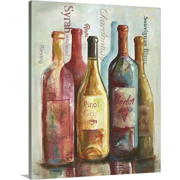 Great Big Canvas "Wine Cellar Motif I" by Gregory Gorham Gray Peach Wrapped Canvas Print Wall Artwork
