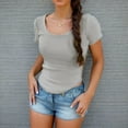 thumbnail image 1 of Gray XL WIZUTIZ Womens Tops Reduced Price Cotton Linen Loose Fit Fashion Work Out Tshirt Ladies Basic Short Sleeve T-shirt Tunics Round Neck Tshirts Holiday Beach Oversize Tee Trendy Solid Blouse Shi, 1 of 5