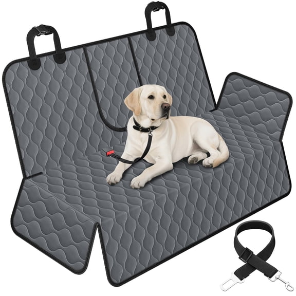 Gray XX-Large (62" x 57") Pet Car Seat Cover For Road Trips and Daily Commutes