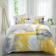 thumbnail image 1 of Gray Yellow Abstract 4 Piece Duvet Cover Set Twin Size Watercolor Graffiti Soft Bedding Set Comforter Cover, 1 Duvet Cover 1 Flat Sheets and 2 Pillowcases, 1 of 9