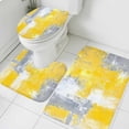 thumbnail image 1 of Gray Yellow Abstract Bathroom Rugs Set Graffiti Brush Non Slip Absorbent Soft Bath Mats 3 Piece Set with Bathroom Rug, U-Shaped Floor Mat, Toilet Seat Cover Small Size, 1 of 9