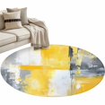thumbnail image 1 of Gray Yellow Abstract Round Area&nbsp;Rug 4ft Watercolor Graffiti Non-Slip&nbsp;Washable Circle Rugs Soft Felt Indoor Floor Mat for Bedroom Kitchen Living Room Bathroom, 1 of 9