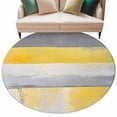 thumbnail image 1 of Gray Yellow Brush Round Area&nbsp;Rug 7ft Abstract Geometric Non-Slip&nbsp;Washable Circle Rugs Soft Felt Indoor Floor Mat for Bedroom Kitchen Living Room Bathroom, 1 of 9