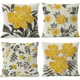 thumbnail image 1 of Gray Yellow Floral Pillow Covers 20x20 Set of 4 Grey Leaf Flowers Linen Cushion Cover Home Decorative Yellow Pillow Cases Office Couch Sofa Decor Pillows, 1 of 6