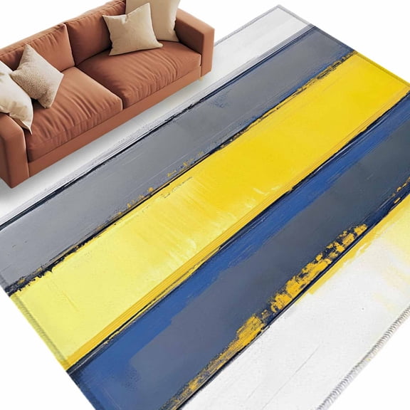 Gray Yellow Gradient Area&nbsp;Rug 6x9ft Geometric Brush Non-Slip&nbsp;Washable Square&nbsp;Rugs Soft Felt Indoor Floor Mat for Bedroom Kitchen Living Room Bathroom