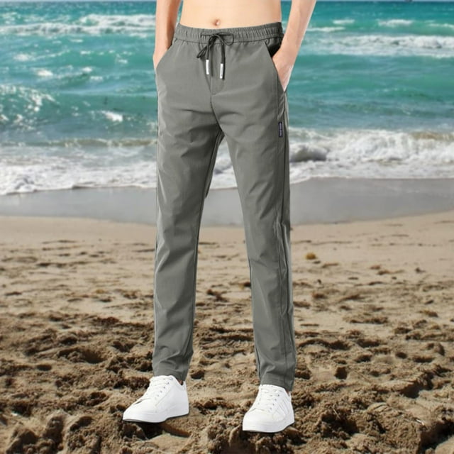 Gray Young Adult Clothing Fast Dry Stretch Ice Cool Breathable Running Jogger Drawstring Sweatpants With Pockets Mens Sweatpants