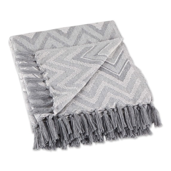 DII Gray Zig-Zag Cotton Chevron Throw 50x60