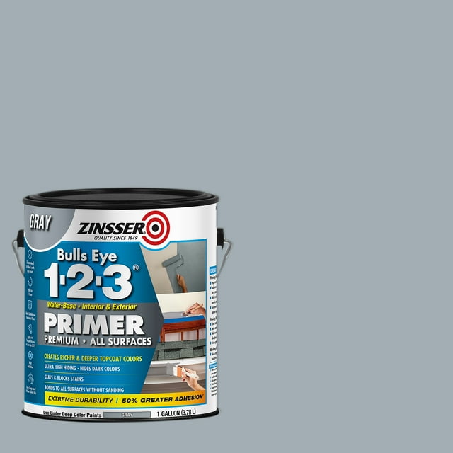 Gray, Zinsser Bulls Eye Water Based 123 For All Surface Primer