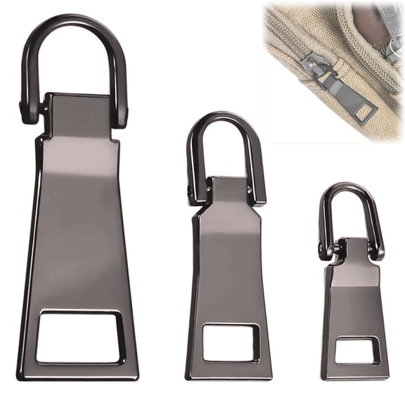 Gray Zipper Pull Replacement Kit, 3pcs Zipper Slider Repair Tabs for Luggage, Backpack, Jacket, Suitcase, Coat & Handbags, Gold Zippers Pull Tab, Sewing Supplies (S/M/L) Topboutique