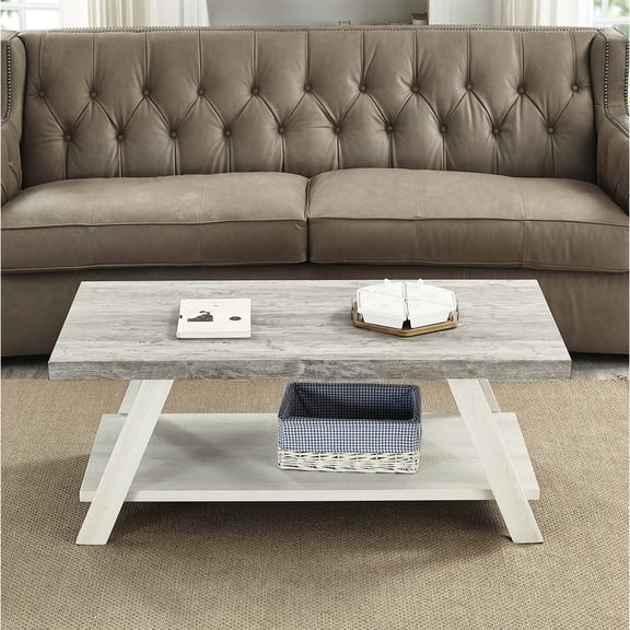 Gray and Beige Finished Wood - Splayed - Leg Style - Coffee Table for Chilling - Strong Structure