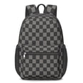 thumbnail image 1 of Gray and Black Checkered Pattern 17" School Backpacks for Teens,Waterproof Oxford Fabric,S-Shape Padded Straps for School,Travel,Hiking,Camping, 1 of 6