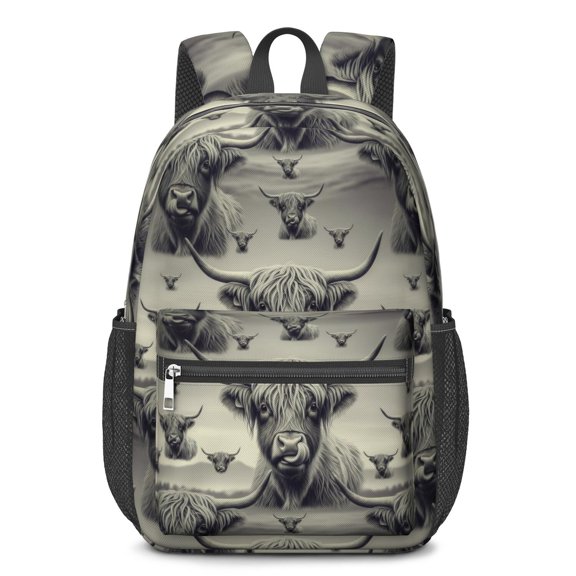 Gray and Black Checkered Pattern Backpack for School, Cute School Bag with Adjustable Shoulder Straps and Padded Back, 15.3"x11"x6.7"