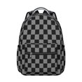 thumbnail image 1 of Gray and Black Checkered Pattern Backpack for School, Cute School Bag with Adjustable Shoulder Straps and Padded Back, 15.3"x11"x7.1", 1 of 5