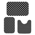thumbnail image 1 of Gray and Black Checkered Pattern Bathroom Rug Set 3 Piece,Non-Slip Bath Mat Set with U-Shaped Contour and Runner Soft Absorbent Washable, 1 of 5