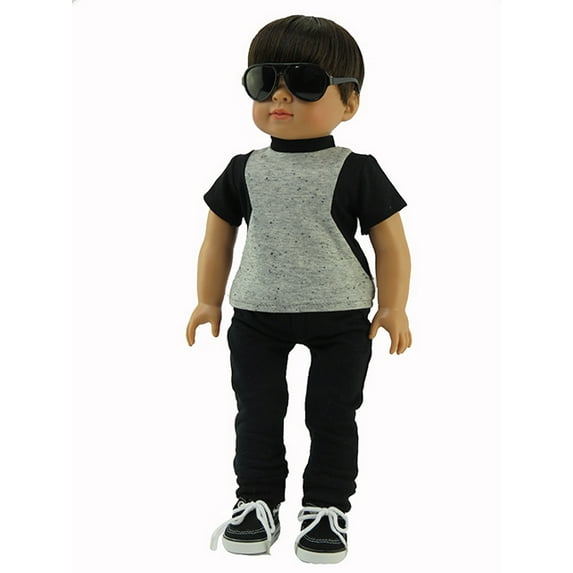 Gray and Black Shirt and Pants Set For 18 Inch Dolls | American Fashion World