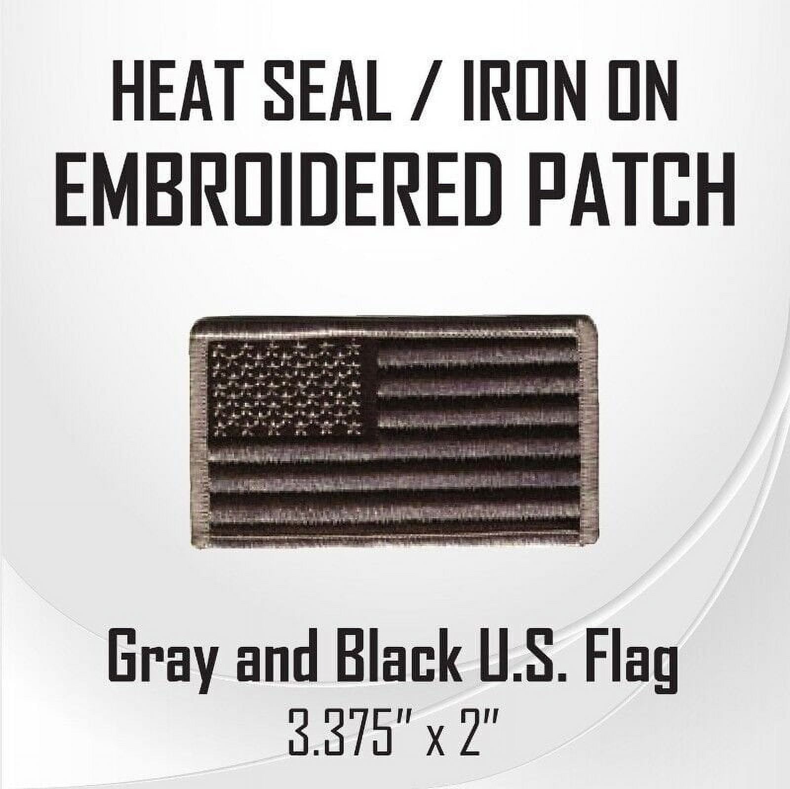 Gray and Black U.S. Flag Embroidered Patch 3.375" x 2"
