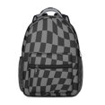 thumbnail image 1 of Gray and Black Wavy Checkered Pattern Backpack for School, Cute School Bag with Adjustable Shoulder Straps and Padded Back, 15.3"x11"x6.7", 1 of 5