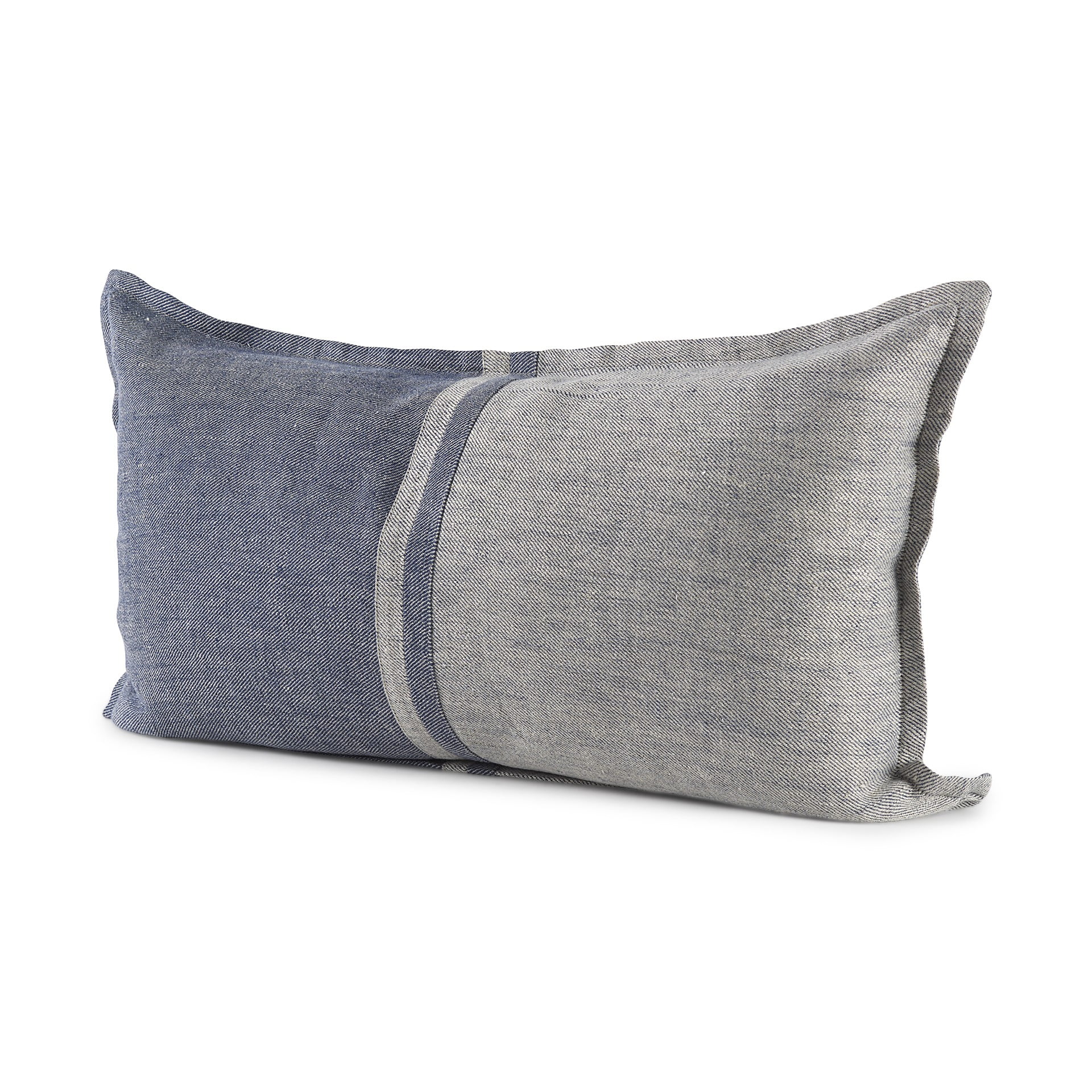 Stonewashed Gray and Blue Linen Lumbar Pillow Cover