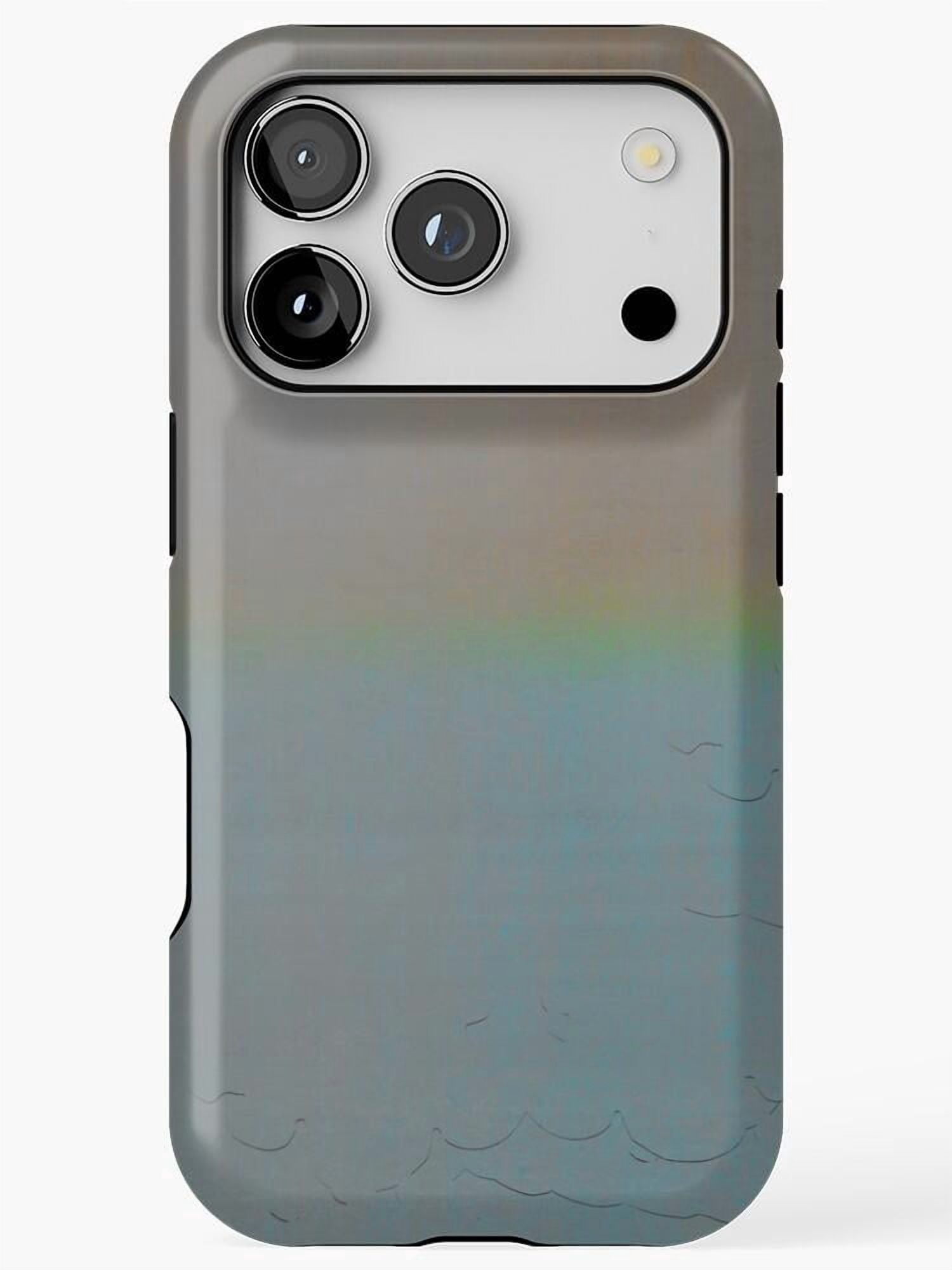 Gray and Muted Teal Gradient Wave Tough Phone Case, Dual-Layer ...