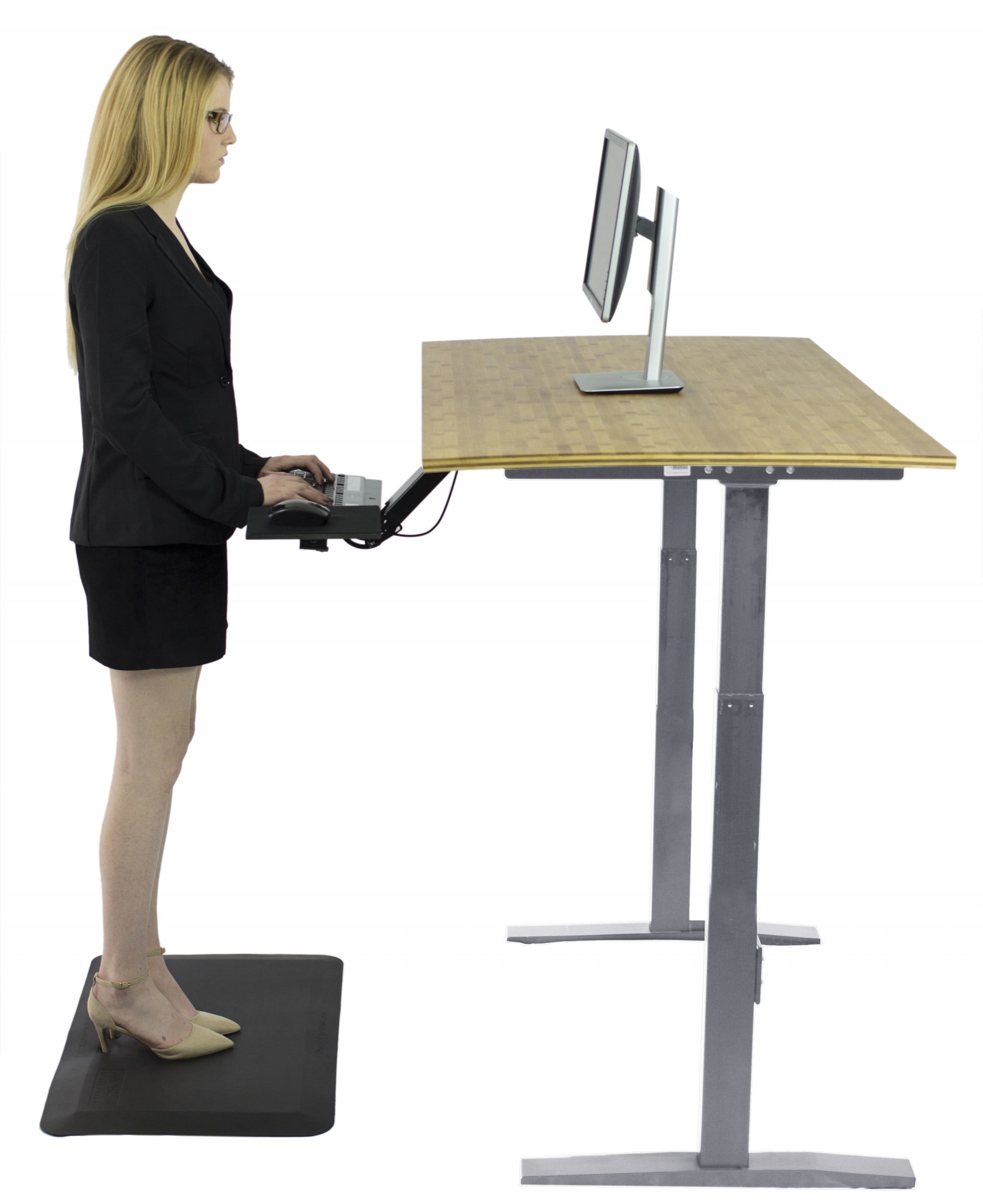ErgoFlex Dual Motor Electric Adjustable Desk with Bamboo Top and USB Port