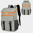 thumbnail image 1 of Gray and Orange Insulated Cooler Backpack with 30-Can Capacity, Leakproof Thermal Bag for Picnic Camping, 1 of 9