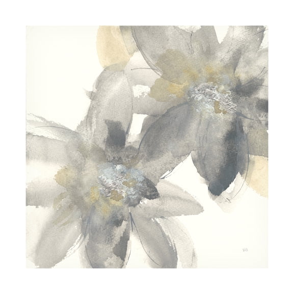 Trademark Fine Art Chris Paschke Gray and Silver Flowers II Canvas Wall Art - 24x24