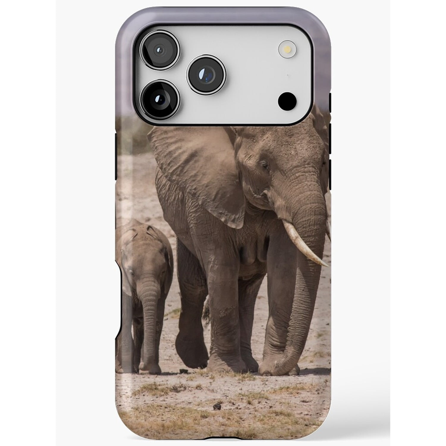Gray and Taupe African Elephant Herd Tough Phone Case for Apple iPhone ...
