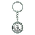 thumbnail image 1 of Gray and White Cat Pet Spinning Circle Metal Keychain, 1 of 1